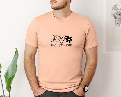 brand:Bella Canvas|color:Heather Peach|Peace Love Spring 4 Graphic T-Shirt