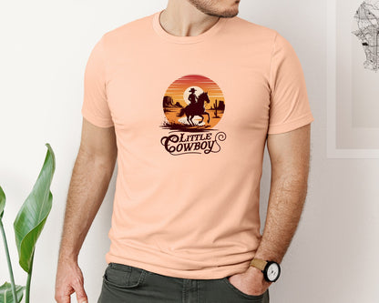 brand:Bella Canvas|color:Heather Peach|Little Cowboy Western Horse Riding 3 Graphic T-Shirt