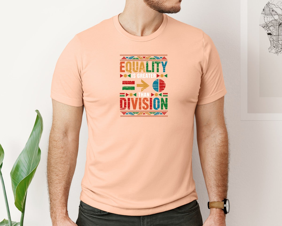 brand:Bella Canvas|color:Heather Peach|Equality Is Greater Than Division 6 Graphic T-Shirt