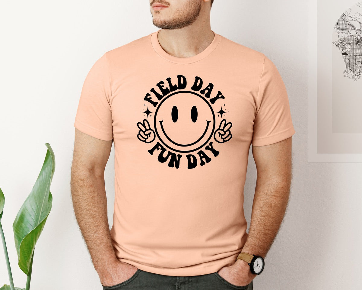 brand:Bella Canvas|color:Heather Peach|Field Day Fun Day Field Day Graphic T-Shirt