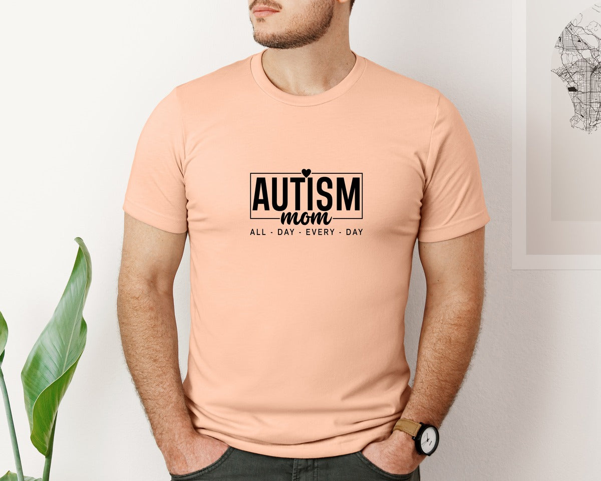 brand:Bella Canvas|color:Heather Peach|Autism Advocacy Autism Mom Love Graphic T-Shirt