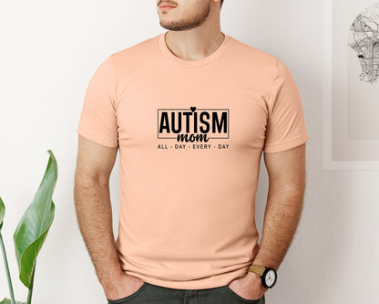 brand:Bella Canvas|color:Heather Peach|Autism Advocacy Autism Mom Love Graphic T-Shirt