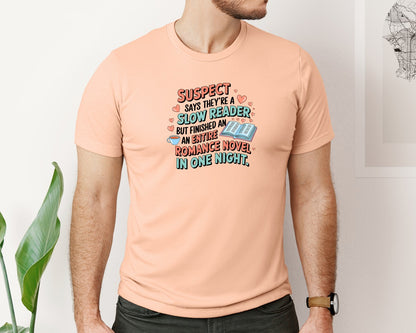 brand:Bella Canvas|color:Heather Peach|Suspect Claims Reading Lover Bookish 2 Graphic T-Shirt