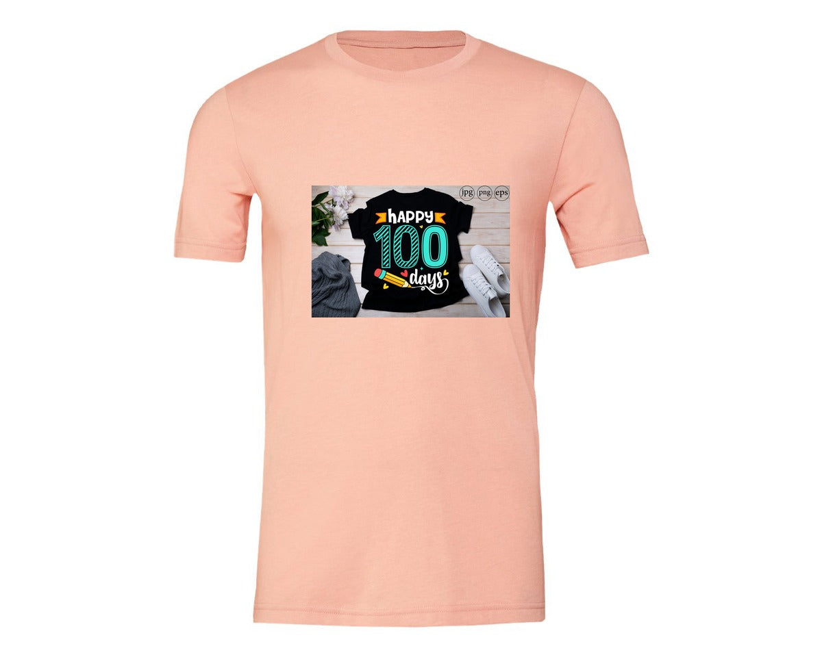 brand:Generic|color:Heather Peach|100 Days Of School Shirt 10 Graphic T-Shirt