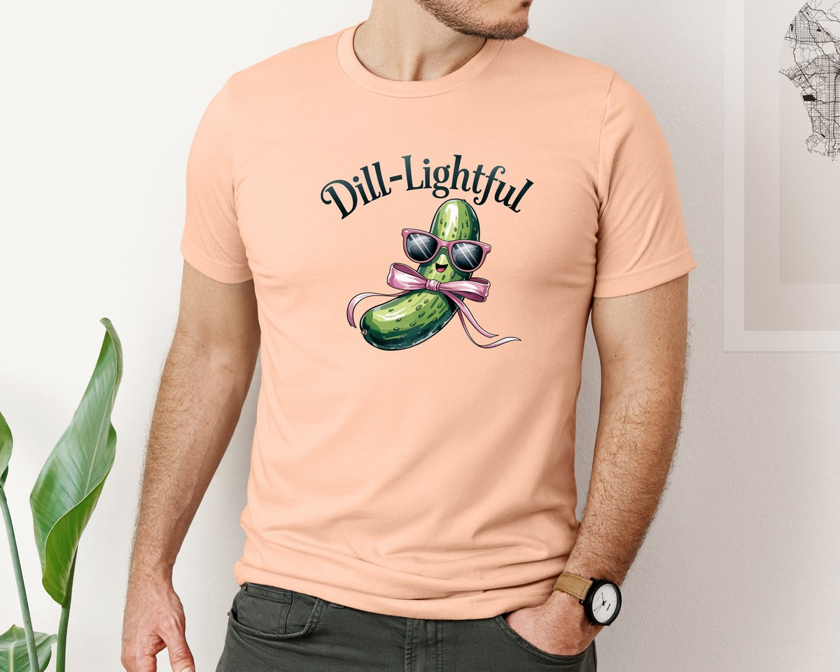 brand:Bella Canvas|color:Heather Peach|Dill Lightful Funny Pickle 2 Graphic T-Shirt