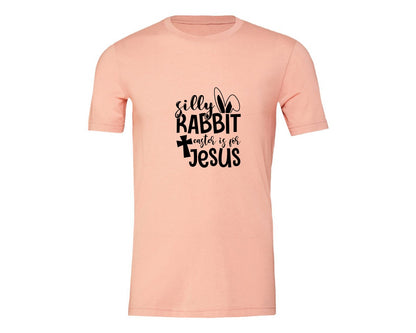 brand:Generic|color:Heather Peach|Silly Rabbit Easter Is For Jesus Ea Graphic T-Shirt