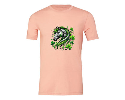 brand:Generic|color:Heather Peach|St Patricks Day Horse Lucky Graphic T-Shirt