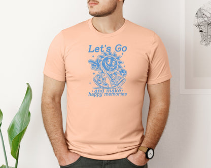 brand:Bella Canvas|color:Heather Peach|Lets Go And Make Happy Memories Graphic T-Shirt