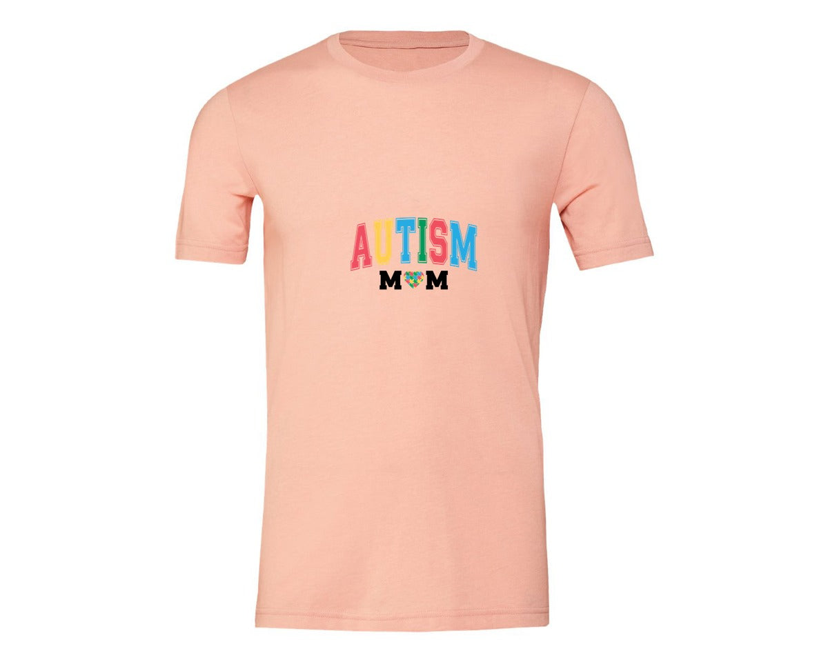brand:Generic|color:Heather Peach|Autism Mom Autism Day Graphic T-Shirt