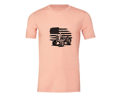 brand:Generic|color:Heather Peach|Tractor Flag Vector T Shirt Design Graphic T-Shirt