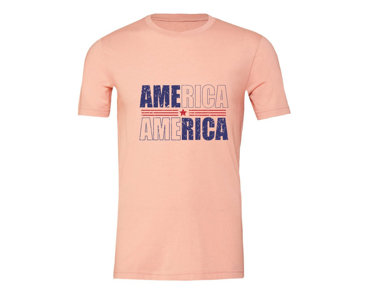 brand:Generic|color:Heather Peach|America Patriotic Graphic T-Shirt