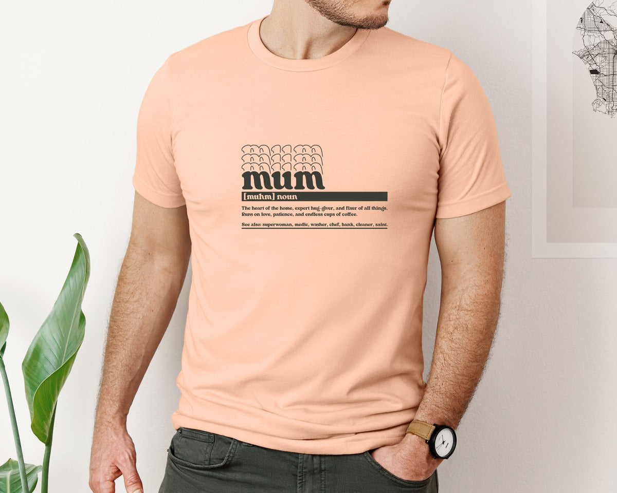 brand:Bella Canvas|color:Heather Peach|Mother Mum Funny Definition Graphic T-Shirt