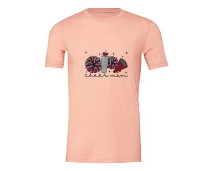 brand:Generic|color:Heather Peach|Cheer Mom Glitter Cheerleading Graphic T-Shirt