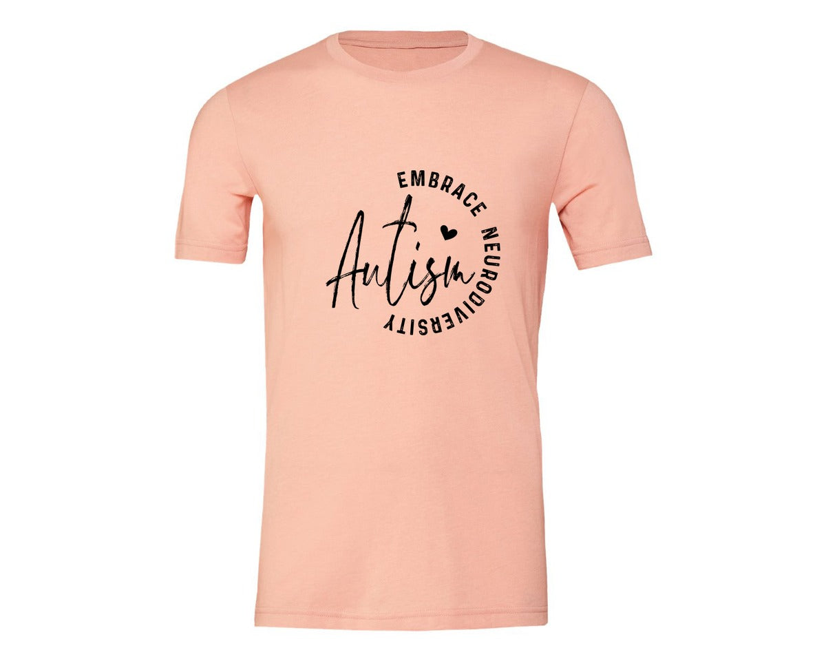brand:Generic|color:Heather Peach|Embrace Neurodiversity Autism Graphic T-Shirt