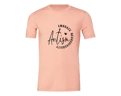 brand:Generic|color:Heather Peach|Embrace Neurodiversity Autism Graphic T-Shirt