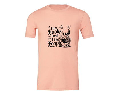 brand:Generic|color:Heather Peach|I Like Books More Than I Like People 3 Graphic T-Shirt