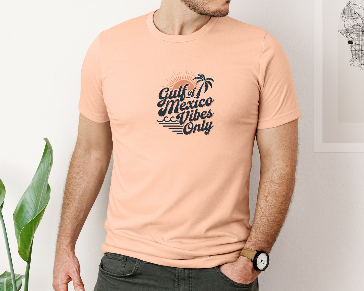 brand:Bella Canvas|color:Heather Peach|Gulf Of Mexico Vibes Only 4 Graphic T-Shirt