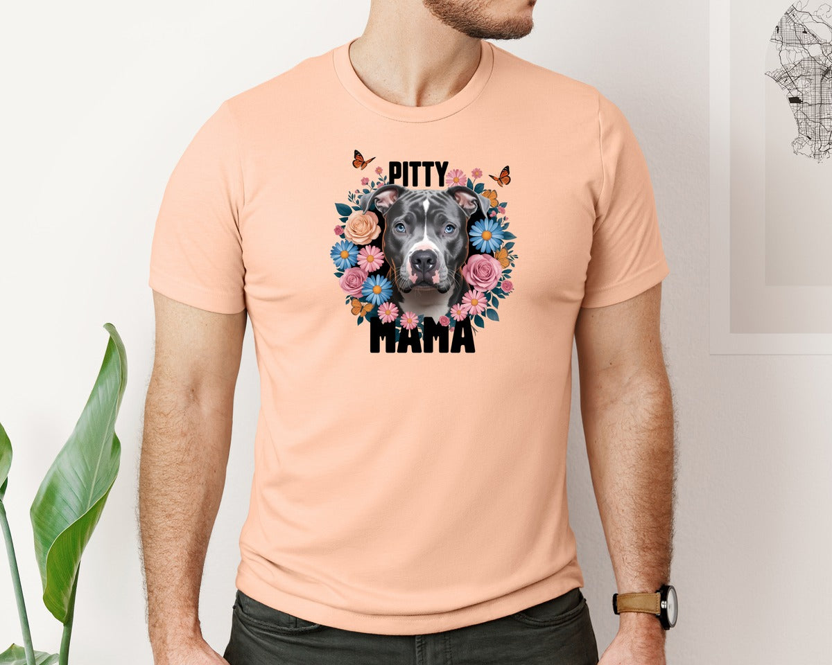 brand:Bella Canvas|color:Heather Peach|Pitty Mama Cute Pitbull Dog 3 Graphic T-Shirt