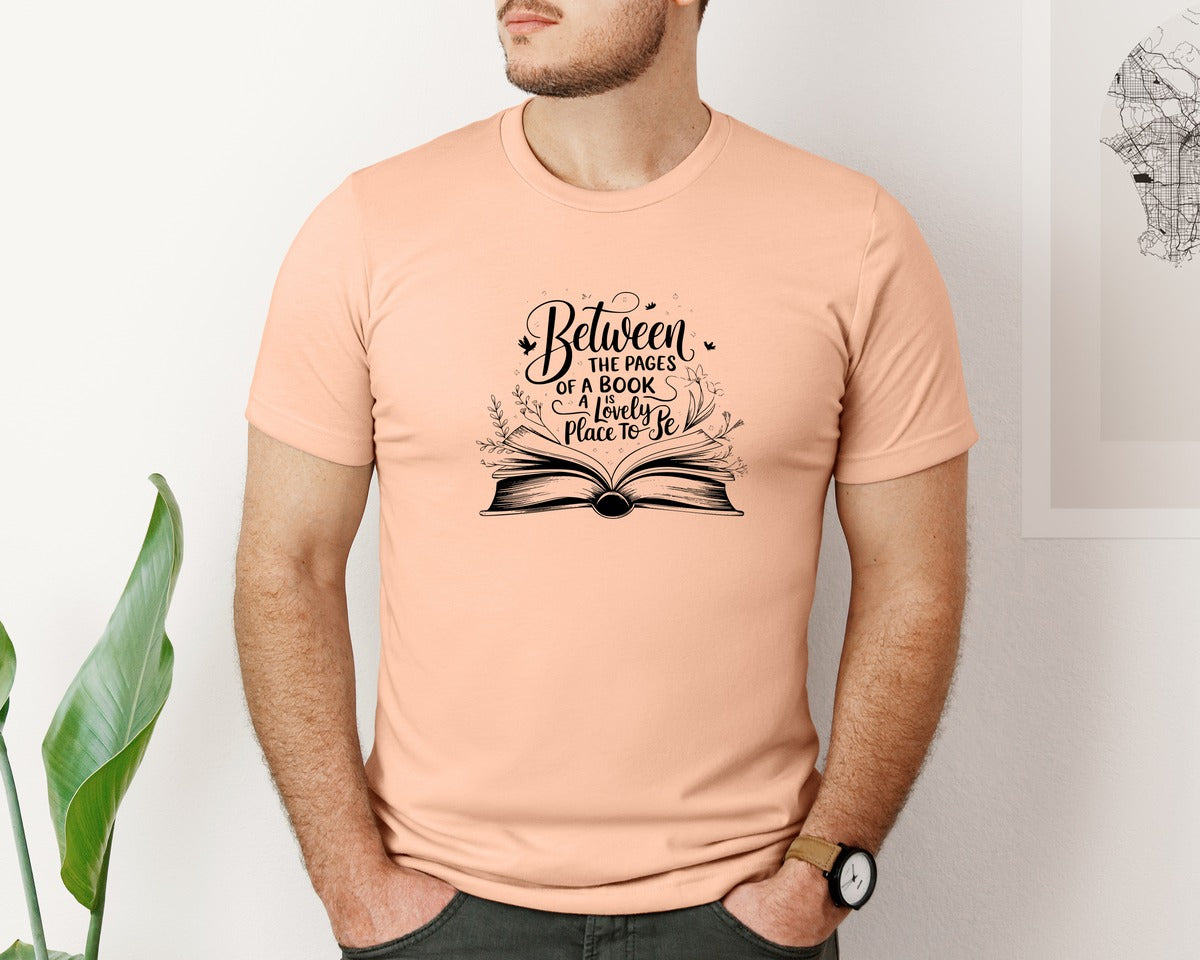 brand:Bella Canvas|color:Heather Peach|Between The Pages Of A Book Is A Lovely 24 Graphic T-Shirt
