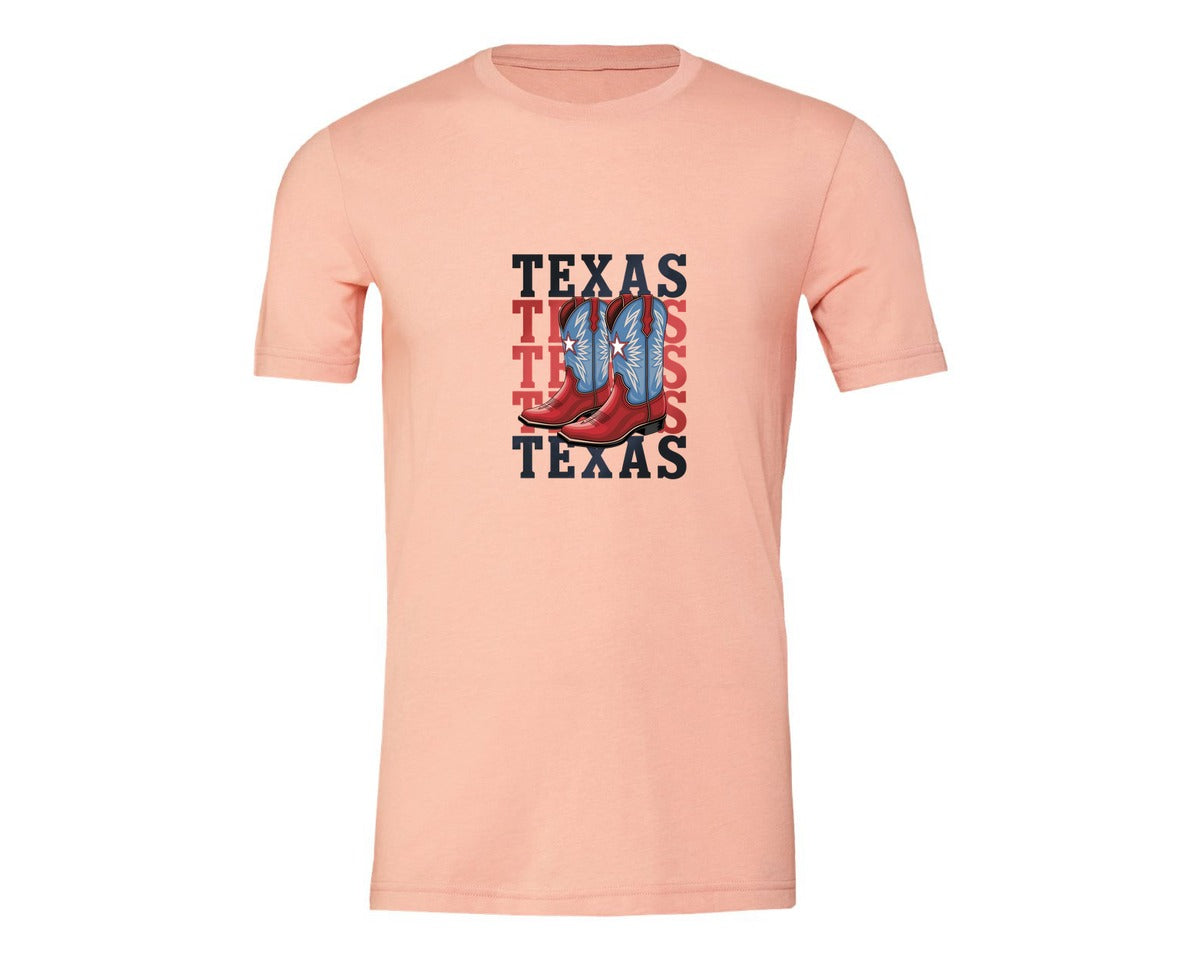 brand:Generic|color:Heather Peach|Texas Cowboy Boots Western Rodeo 4 Graphic T-Shirt
