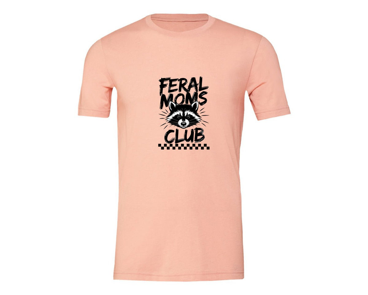 brand:Generic|color:Heather Peach|Feral Moms Club Mom Life Raccoon Graphic T-Shirt