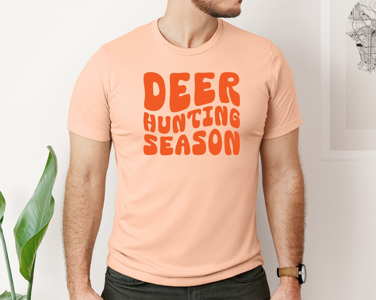 brand:Bella Canvas|color:Heather Peach|Retro Deer Hunting Season Design 2 Graphic T-Shirt