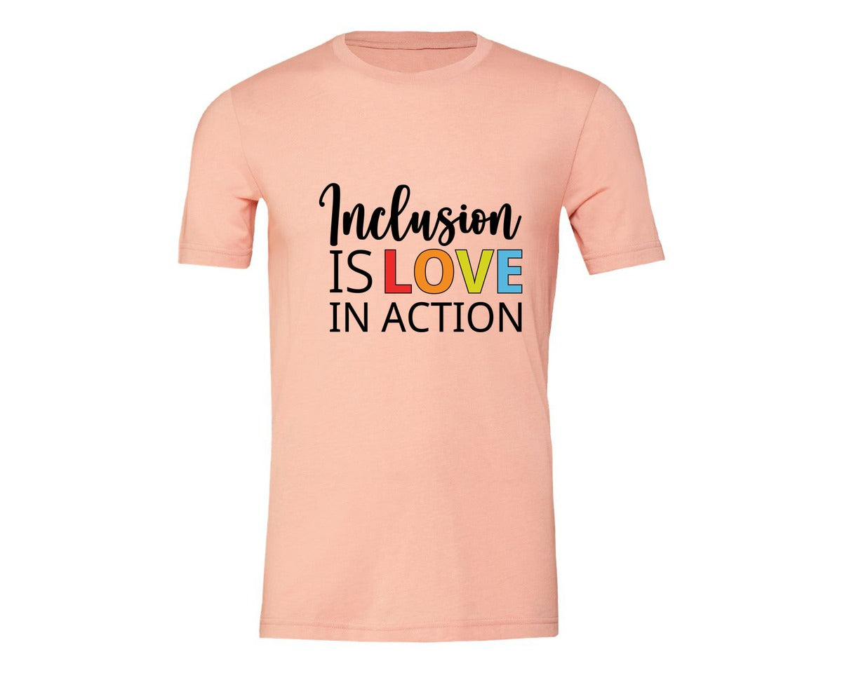 brand:Generic|color:Heather Peach|Inclusion Is Love In Action T Shirt Graphic T-Shirt