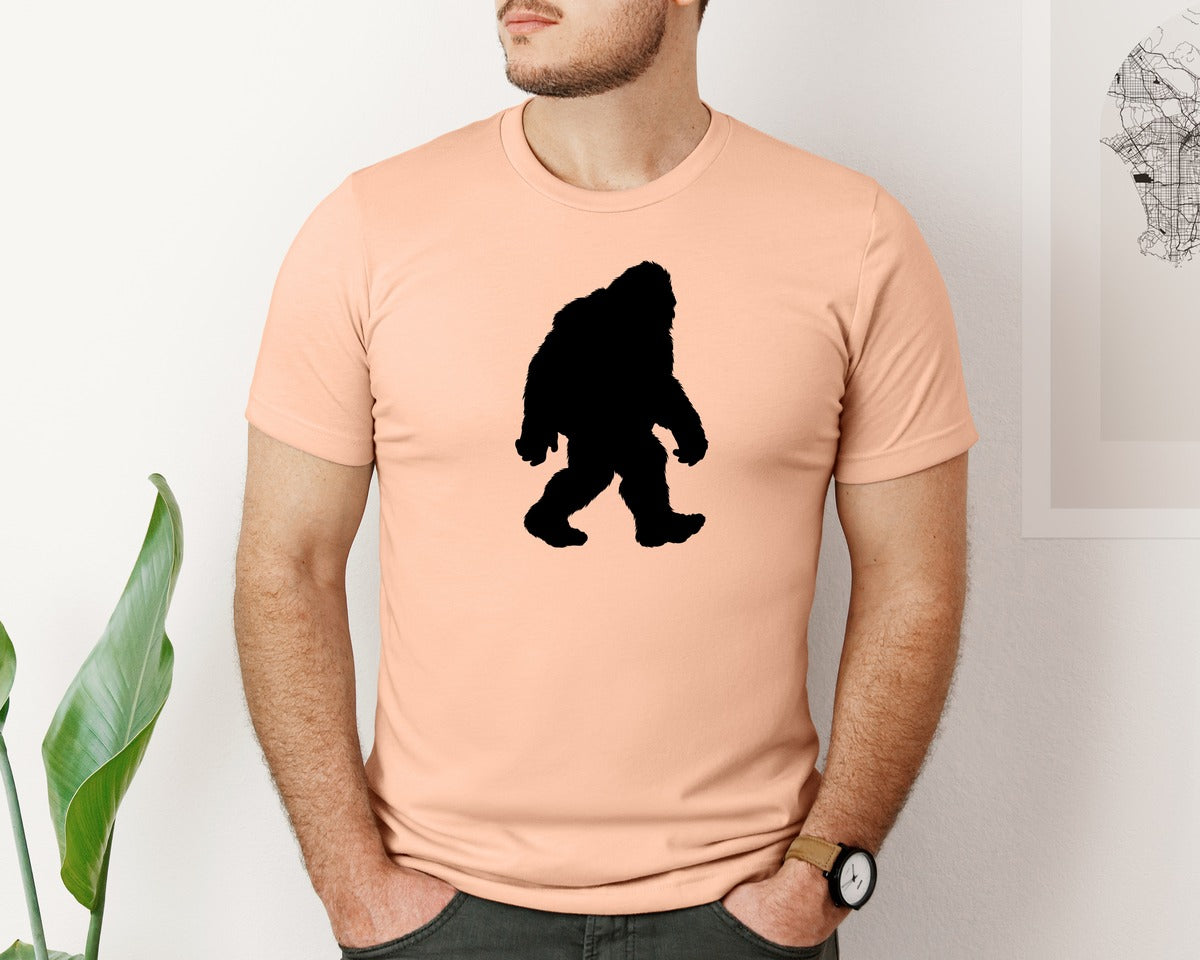 brand:Bella Canvas|color:Heather Peach|Bigfoot Sasquatch Figure Design Graphic T-Shirt