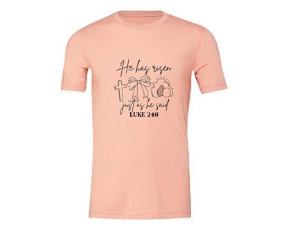 brand:Generic|color:Heather Peach|He Has Risen Graphic T-Shirt