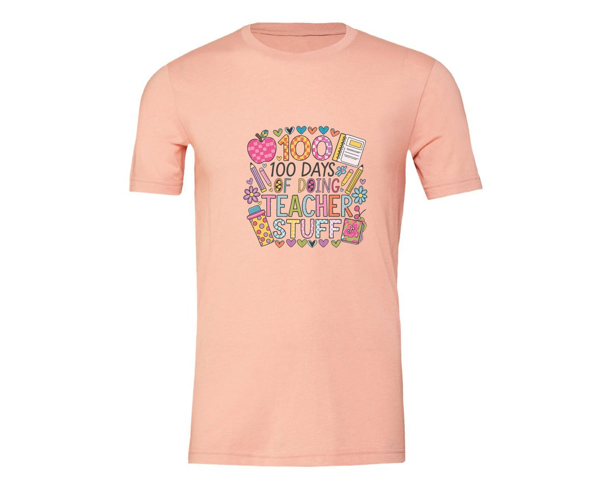 brand:Generic|color:Heather Peach|100 Days Of School 57 Graphic T-Shirt