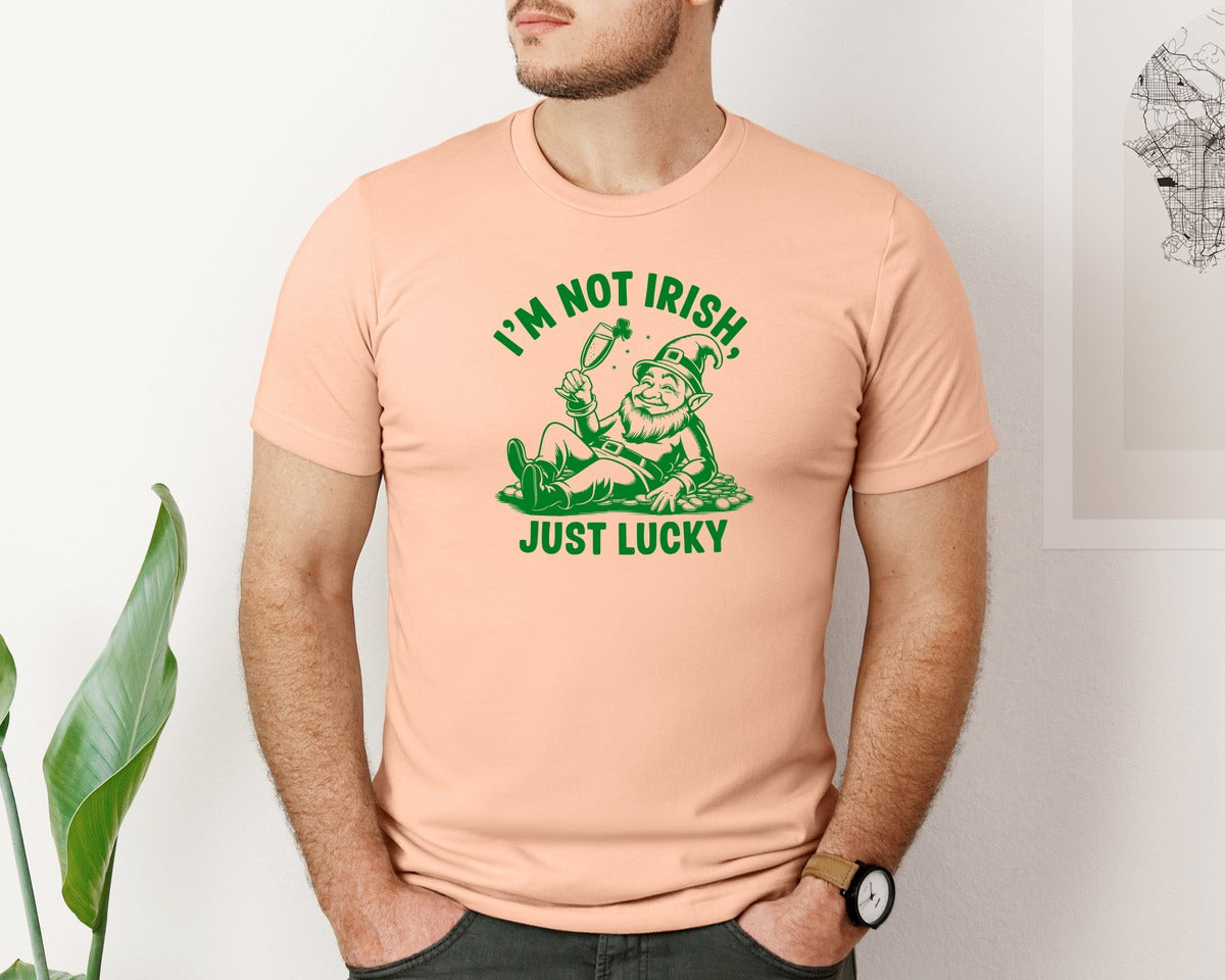 brand:Bella Canvas|color:Heather Peach|Im Not Irish Just Lucky Design Graphic T-Shirt