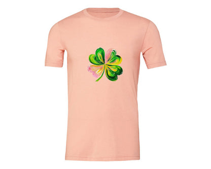 brand:Generic|color:Heather Peach|Brushstroke Shamrock Graphic T-Shirt
