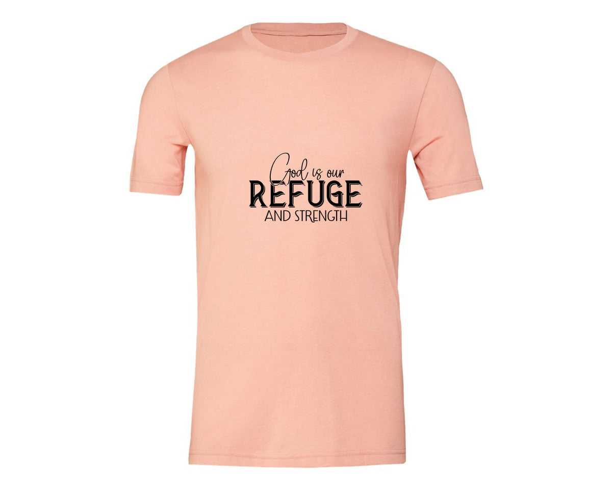 brand:Generic|color:Heather Peach|God Is Our Refuge And Strength Sleeve Sv Graphic T-Shirt
