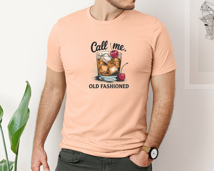 brand:Bella Canvas|color:Heather Peach|Call Me Old Fashioned Retro Whiskey 2 Graphic T-Shirt