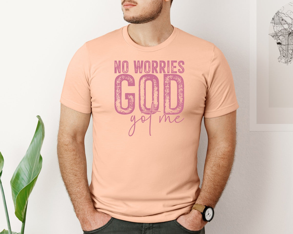 brand:Bella Canvas|color:Heather Peach|Unafraidgod Got Me Christian Q Graphic T-Shirt