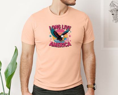 brand:Bella Canvas|color:Heather Peach|Long Live America Graphic T-Shirt