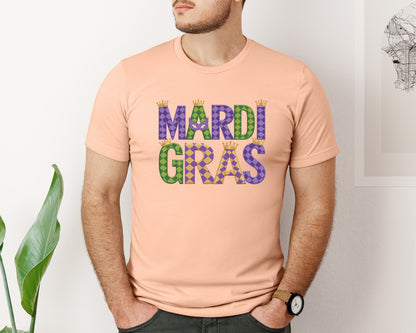 brand:Bella Canvas|color:Heather Peach|Mardi Gras Festive Des Graphic T-Shirt