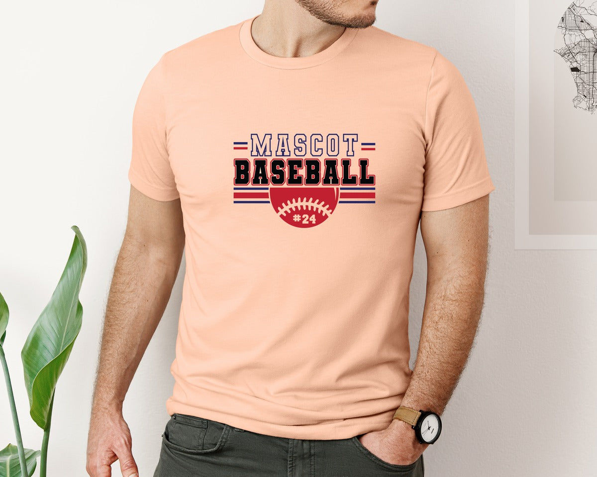 brand:Bella Canvas|color:Heather Peach|Baseball Shirt Baseball Team Graphic T-Shirt