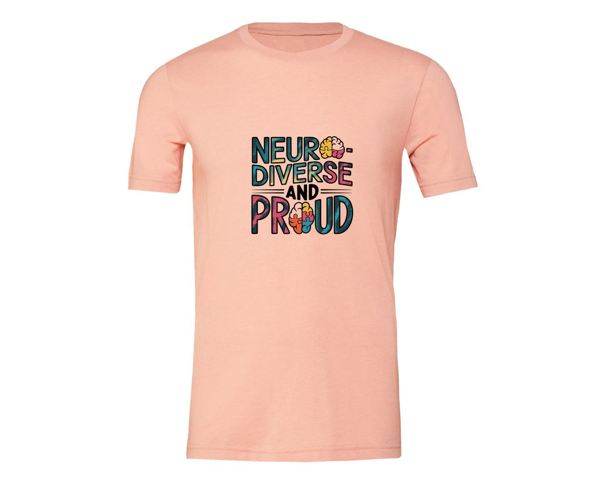 brand:Generic|color:Heather Peach|Neuro Diverse And Proud Autism Shirt Graphic T-Shirt