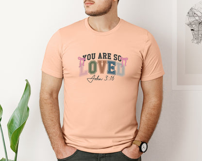 brand:Bella Canvas|color:Heather Peach|You Are So Loved 33 Graphic T-Shirt