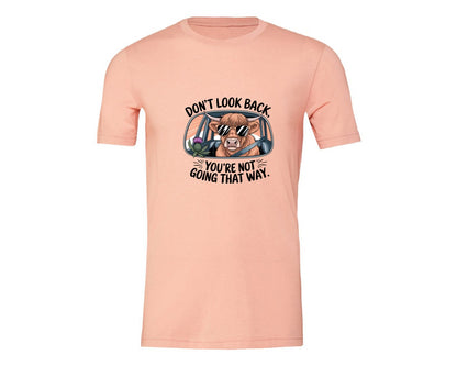 brand:Generic|color:Heather Peach|Dont Look Back Highland Cow Graphic T-Shirt