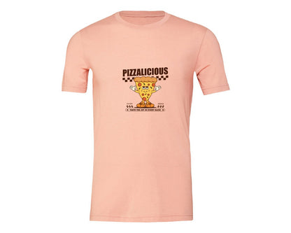 brand:Generic|color:Heather Peach|Vintage Slice Pizza Cartoon Character Graphic T-Shirt