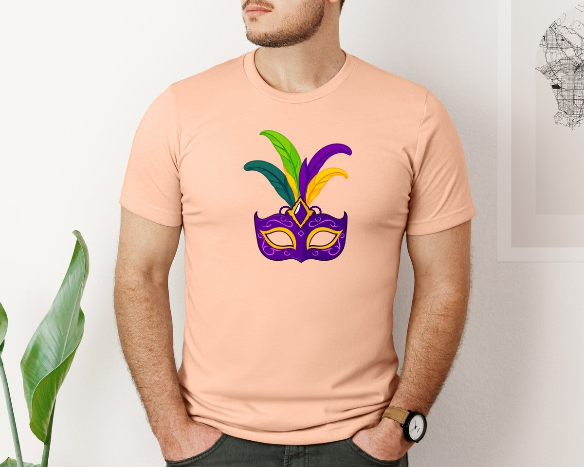brand:Bella Canvas|color:Heather Peach|Mardi Gras Mask T Shirt Design 4 Graphic T-Shirt