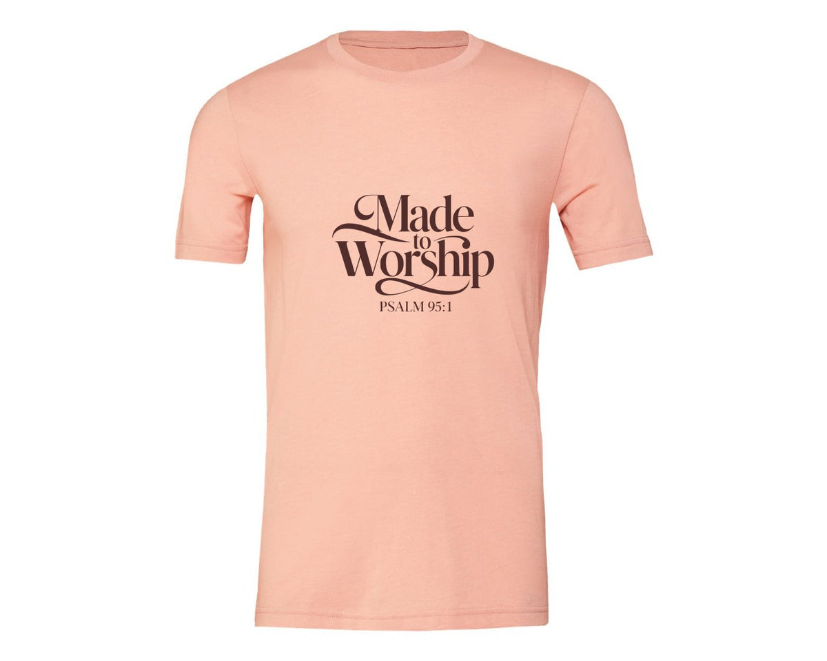 brand:Generic|color:Heather Peach|Made To Worship Psalm 951 Design 3 Graphic T-Shirt
