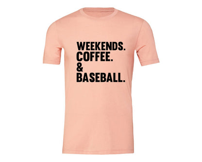 brand:Generic|color:Heather Peach|Weekends Coffee Baseball Tshirt Design Graphic T-Shirt