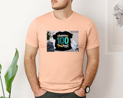 brand:Bella Canvas|color:Heather Peach|100 Days Of School Shirt 10 Graphic T-Shirt