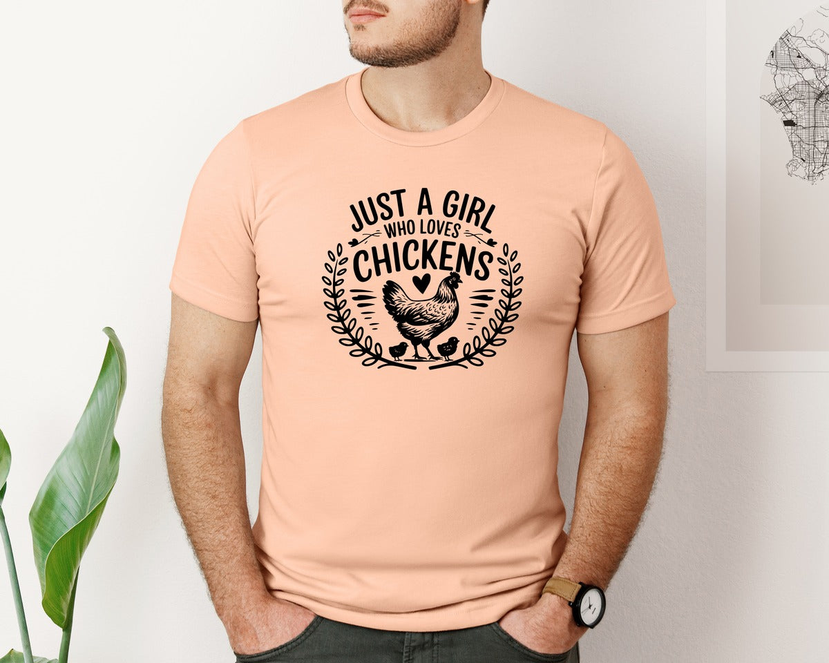brand:Bella Canvas|color:Heather Peach|Just A Girl Who Loves Chickens T Shirt D Graphic T-Shirt