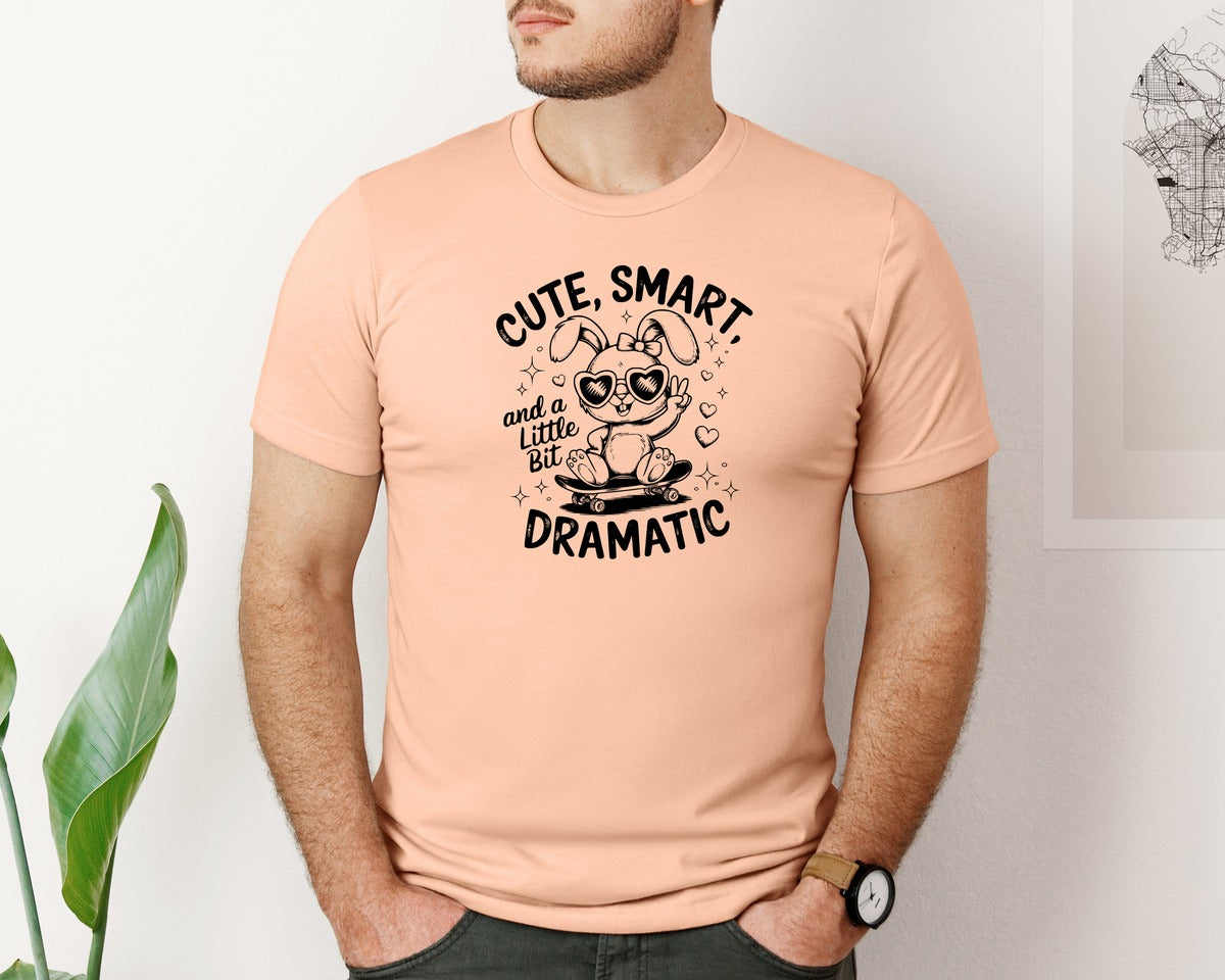 brand:Bella Canvas|color:Heather Peach|Cute Smart And A Little Bit Dramatic T Graphic T-Shirt