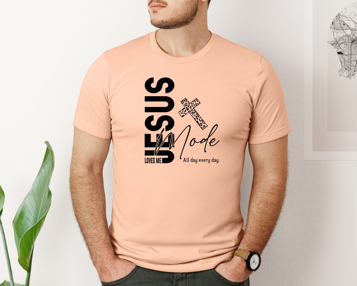 brand:Bella Canvas|color:Heather Peach|Jesus Loves Me Love Like Jesus Graphic T-Shirt