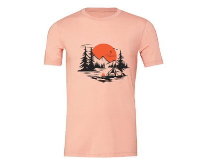 brand:Generic|color:Heather Peach|Sunset Camping Adventure T Shirt Design 9 Graphic T-Shirt
